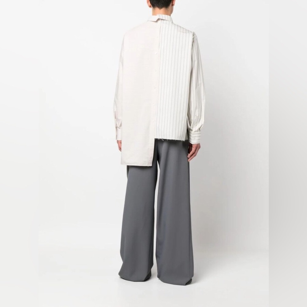 Lanvin Chalk SNS Long Sleeve Asymmetric Shirt L/42